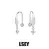 Aretes Originales de Acero con Tornillo de Estrella Cruzada Cepillada, Estilo Minimalista, Plata de Ley S925, Joyería de Plata de Gama Alta de Nicho al por Mayor 416