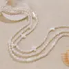 Novo Conjunto Versátil de Colar e Pulseira Banhado a Ouro 18K em Aço Inoxidável Pulseira Colar de Pérola de Água Doce com Contas Luxo Acessível