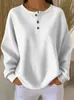 Top casual para mujer estilo europeo y americano, tejido waffle, cuello Henley, corte holgado, hombros caídos, manga larga, moda transfronteriza para mujer