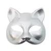 Máscara de Gato de Media Cara para Baile de Halloween Estilo Punk Retro Máscara de Plástico Accesorios de Disfraz para Fiesta de Cumpleaños