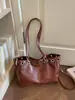 Bolsa de ombro tote em couro encerado vintage desgastado, grande capacidade, moderna e versátil, design de nicho, bolsa para o dia a dia para mulheres, transfronteiriça