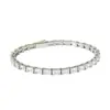 Pulsera de Tenis de Zirconia de Fila Única de Cubo de Azúcar Popular Transfronteriza, Acero de Titanio Deslumbrante, No se Desvanece, Lujo Ligero, Pulsera de Joyería de Gama Alta