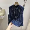 Camisa sin mangas Fengxiangyunsha para mujer con chaleco abotonado, nuevo modelo de otoño 2025, camisa de nuevo estilo chino con cuello diagonal, top único