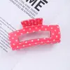 Pinza para el pelo cuadrada retro de lunares con diseño calado estilo coreano en colores dopamina, pinza de tiburón grande, accesorio para el pelo simple y versátil para la parte trasera de la cabeza