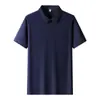 Camisa POLO Masculina Verão Primavera Seda Gelada Sem Costura Sensação Fresca Casual Business Simples Cor Sólida Manga Curta Absorvente de Suor Proteção Solar Respirável Top