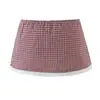 Conjunto de otoño para mujer estilo europeo y americano 2026 con ribete de encaje ondulado, camisa a cuadros con cuello de solapa y conjunto de falda 7924