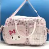 Estilo Harajuku Japonês Loli Doce Desenho Animado Menina Suave Couro PU Grande Capacidade Portátil Bolsa Tote de Viagem Necessaire