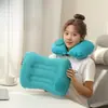 Inflado por presión, conveniente, engrosado, almohada cuadrada que protege la cintura, almohada de viaje, almohada portátil para siestas, almohada para siestas de oficina