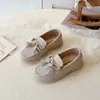 Zapatos Mocasines Casuales Versátiles para Niños con Borlas para Primavera y Otoño Zapatos de Cuero para Niñas Suela Suave Antideslizante Beige