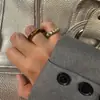 Anillo de Ámbar Estilo Ins Retro Chinoiserie Estilo Festivo Gama Alta Elegante Nicho Geométrico Anillo para Dedo Índice Ancho