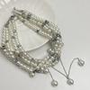 Collar de borla apilada de perlas de imitación multicapa estilo francés para mujer, diseño de nicho, temperamento moderno, lujo ligero, collar versátil, moda