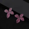Brincos Pequenos Clássicos em Formato de Folha com Zircônias Coloridas Incrustadas, Exquisitos, Modernos, Elegantes e Versáteis para Uso Diário Casual