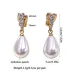 Pinzas para Orejas Clásicas Estilo Coreano con Perla en Forma de Gota de Agua Sin Perforar para Mujer, Pendientes de Alta Gama de Moda de Lujo Ligero con Microincrustaciones de Zirconia