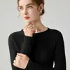 Suéter Feminino de Tricô Trançado com Gola Redonda Outono/Inverno 2026, Cor Sólida, Simples, Casual, Caimento Solto, Blusa Básica Feminina