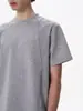 Camiseta de Manga Corta Pesada Gris Claro de Marca de Moda Estilo Americano Verano Calle Alta Americana Talla Grande Holgada Top de Media Manga Cuello Redondo Moderno