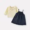 Conjunto Vestido com Suspensório Estampa Completa para Bebês Meninas, Vestido Colete de Bebê, Conjunto Elegante de Duas Peças, Novo Estilo Primavera 2026