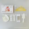 Caixa de presente com conjunto de louças de aniversário, conjunto de cinco peças, pratos de papel para padarias e confeitarias, combinação de talheres e pratos descartáveis