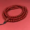 Pulseira Budista de Cristal Translúcido de Cinábrio Cru com 108 Contas para Homens e Mulheres, Pulseira Banhada a Ouro Atacado e Dropshipping