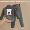 Conjunto de Ropa Interior Térmica para Niños con Forro Polar y Terciopelo Alemán Espesado Ropa de Casa Ropa de Otoño para Bebé y Pantalones Pijamas para Niños y Niñas