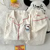 Pijama de Algodón Nube Transfronterizo para Mujer, Verano Estilo Japonés Dibujos Animados Puntos Manga Corta Pantalón Largo Conjunto Delgado para Casa para Niñas