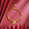 Pulsera Espiral Popular para Mujer, Joyería Auspiciosa de Aleación de Cobre que No se Desvanece Fácilmente, Pulsera de Oro de Arena Vietnamita con Trébol de Cuatro Hojas Método Antiguo