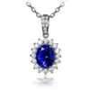 Xiaohongshu Kuaishou Douyin Celebridad de Internet Transmisión en Vivo Collar Chapado en Plata Piedra de Alto Carbono Diamante Cuadrado Gota de Agua Forma de Pera Colgante Femenino Venta al por Mayor