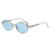 Gafas de Sol de Moda Metálicas, Modernas y Elegantes para Hombres y Mujeres, Montura Ovalada de Alta Gama Estilo Coreano, Versátiles para Fotografía Callejera y Fiestas