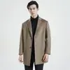 Abrigo de Lana Doble Faz 100% Lana de Oveja para Hombre, Longitud Media, Cuello de Solapa, Chaqueta de Negocios de un Solo Botón, Directo de Fábrica