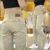Pantalones Deportivos de Negocios para Hombre Modernos Versátiles Elegantes Sin Arrugas Corte Ajustado Acortados Moda Elásticos