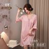 [Seda de Gelo e Neve] Vestido Pijama de Seda de Gelo com Bojo para Mulheres Verão Fresco Manga Curta Tamanho Grande Luxo Leve Alta Qualidade Sexy Lingerie