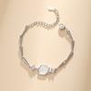 Pulsera de Concha de 1.1 m para Mujer, Diseño Sencillo de Nicho, Pulsera de Nácar Blanco, Pulsera de Plata Esterlina, Regalo de Cumpleaños para Novia
