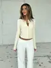 Estilo transfronteiriço europeu e americano, elegante e estiloso, jaqueta cardigã de malha lisa, top casual e versátil com botões