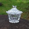 Pote de açúcar de vidro com relevo de cristal pote de armazenamento de joias pote de doces para lanches de casamento pote de vidro para vela de aromaterapia
