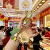 Llave de Oro Puro 999 Flor de Dinero Colgante Decoración para Bolso Regalo para Transmisión en Vivo Año del Caballo Regalo de Año Nuevo Venta al por Mayor
