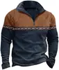 Nuevo suéter casual de moda para hombre con cremallera a la mitad, estampado digital 3D, transfronterizo europeo y americano, nuevo de comercio exterior 2024