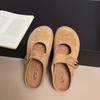 Zapatillas de Media Caña Elevadoras Baotou para Mujer Verano 2023 Nuevo Estilo Pequeña Frijol Dorado Birkenstock de Una Sola Tira Sandalias de Suela Gruesa para Uso Exterior