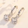 Nuevos pendientes de cubo de flor estilo coreano con incrustaciones de diamantes ventana de amor pendientes de cubo moda simple joyería de oído de cristal venta al por mayor