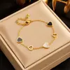 Europa y Estados Unidos moda transfronteriza nicho diseño simple amor accesorios cadena metal acero de titanio chapado en oro pulsera para mujer venta al por mayor