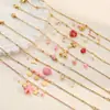 Pulseira de Aço Inoxidável Rosa com Concha Estilo Oceano Transfronteiriça Europeia e Americana para Mulheres, Joia de Design de Nicho Estilo Feriado Atacado