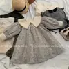 Vestido para Menina 2025 Outono Novo Estiloso Bebê Menina Soltinho Gola Lapela Manga Longa Infantil Vestido Floral
