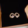 Pendientes de plata galvanizada con forma de aguja y circonita cúbica hueca en oro auténtico, elegantes y de alta calidad, de lujo y con luz de nicho para mujer.