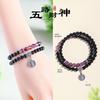 Pulseira de Prata 925 Obsidiana Cinco Caminhos para Homens e Mulheres Artística Retrô Roxo Titânio Cristal Fantasma Pulseira Pulseira