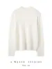 Estilo Old Money Malha de Cashmere e Seda Mais Vendido Borda Pequena Dobrada Malha de Tricô Luxo Leve Toque de Alto Padrão Suéter Versátil para Outono/Inverno Roupas Femininas