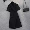 Roupa Feminina Plus Size 2021 Novo Design Chique Cintura Assimétrica Look Emagrecedor Vestido Elegante Saia Tailleur Manga Curta