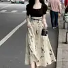 Vestido Estampado de Alta Qualidade Estilo Hepburn para Mulheres, Temporada de Primavera, Vestido Versátil de Corte A com Design Sofisticado, Ajuste na Cintura, Vestido Longo Emagrecedor