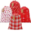 Bolsas de Algodón Grandes para Regalos de Navidad Bolsas con Cordón para Empaque de Regalos de Navidad Bolsas con Cordón Navideñas Rojas y Blancas