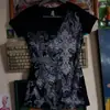 Aliexpress Moda Verão Nova Estilo Gótico Camiseta com Estampa na Frente e nas Costas Decote V Feminina Sexy Slim-Fit Manga Curta