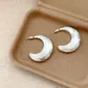 Brincos de Metal Escovado em Forma de Crescent para Mulheres Estilo Francês de Luxo Leve Design de Nicho High-End Modernos Brincos de Tarraxa com Pino de Prata Acessórios para Orelha