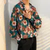 Camisa floral de manga larga para hombre y mujer, adecuada para primavera, otoño y verano, estilo coreano, moderna, genial, nicho, estilo de Hong Kong, chaqueta camisa vintage