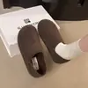 Mules Fechadas de Lã Estilo Retrô com Pelo Plush, Aumento Interno de Altura de 3cm, Sapatos Femininos Slip-On com Solado Macio Estilo Birkenstock
